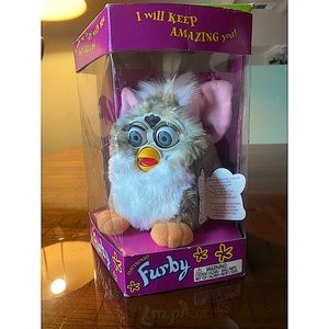 Original 1998 Furby in Box, Model 70-800 Gray/White, with Pink Ears